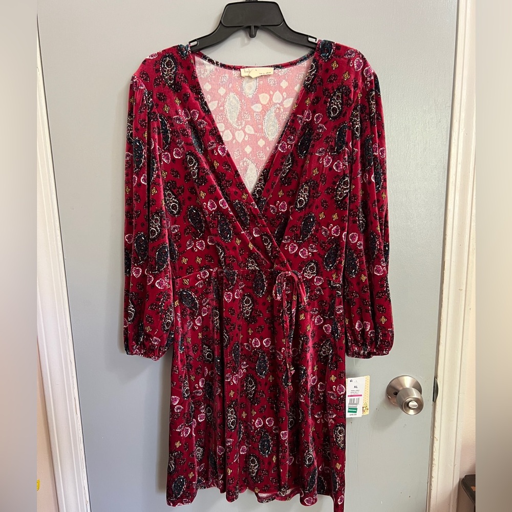 Velvet Paisley Wrap Dress